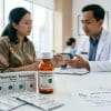 Obat paracetamol di meja konsultasi medis untuk membantu meredakan demam dan nyeri