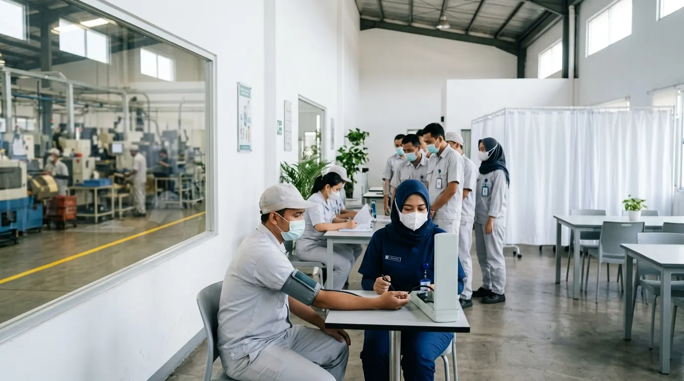 Pemeriksaan MCU onsite untuk karyawan pabrik di kawasan industri Tangerang